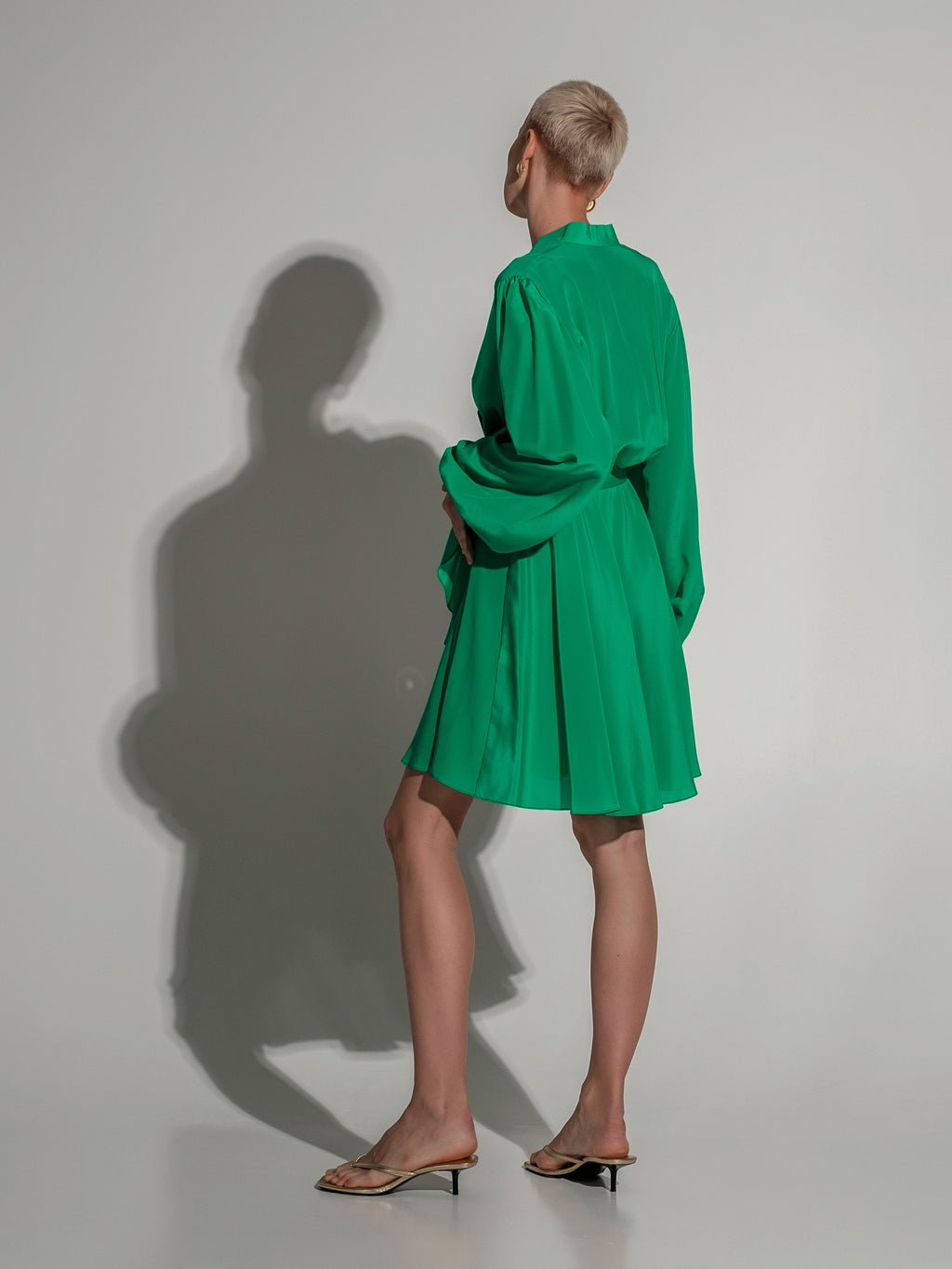 Gigi emerald green silk dress