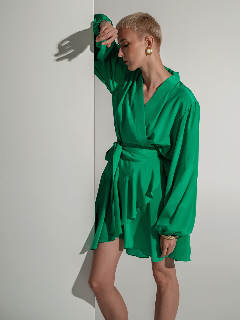Gigi emerald green silk dress