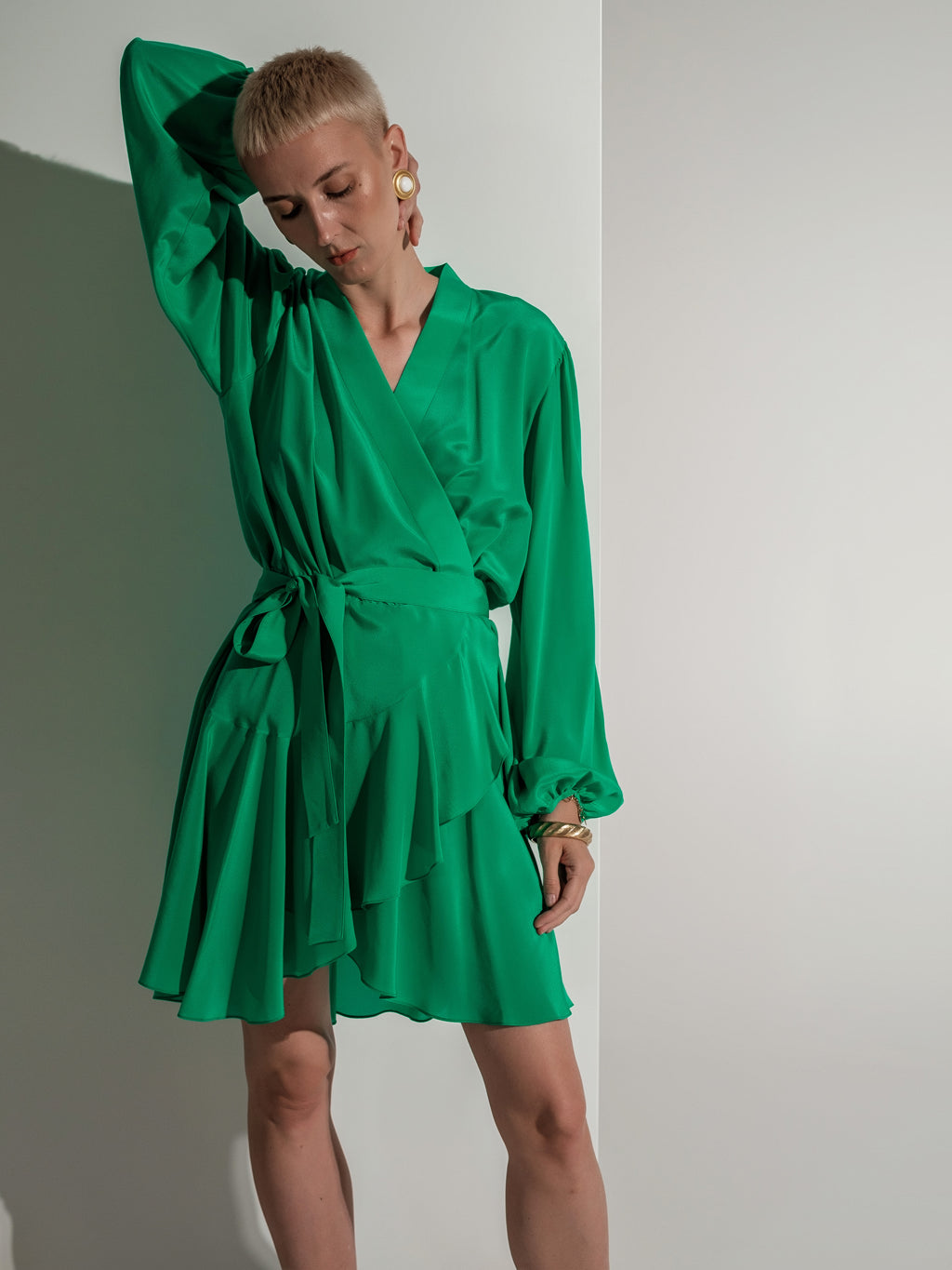 Gigi emerald green silk dress