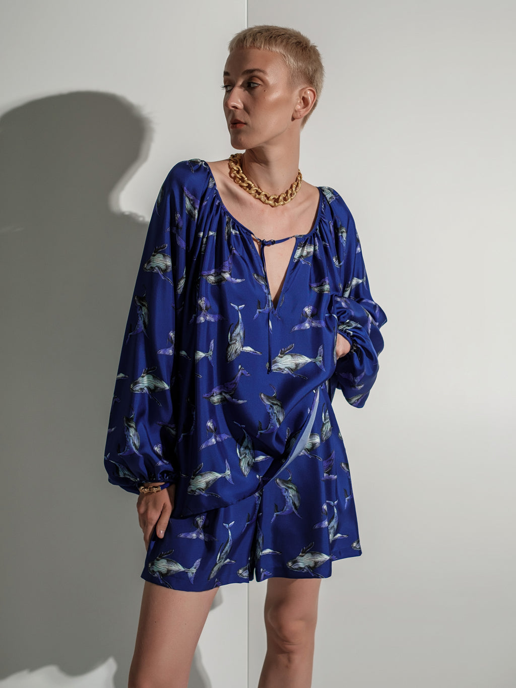 Whale silk blouse