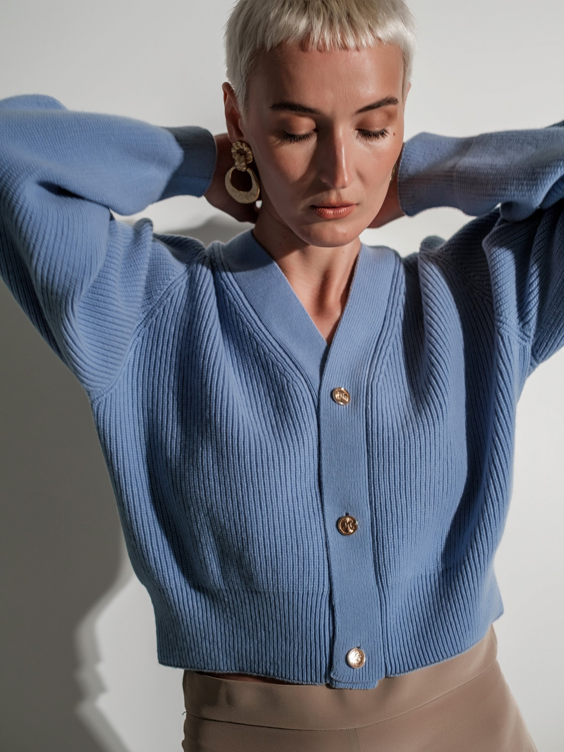 Seamless Pure New Wool Knit Cardigan
