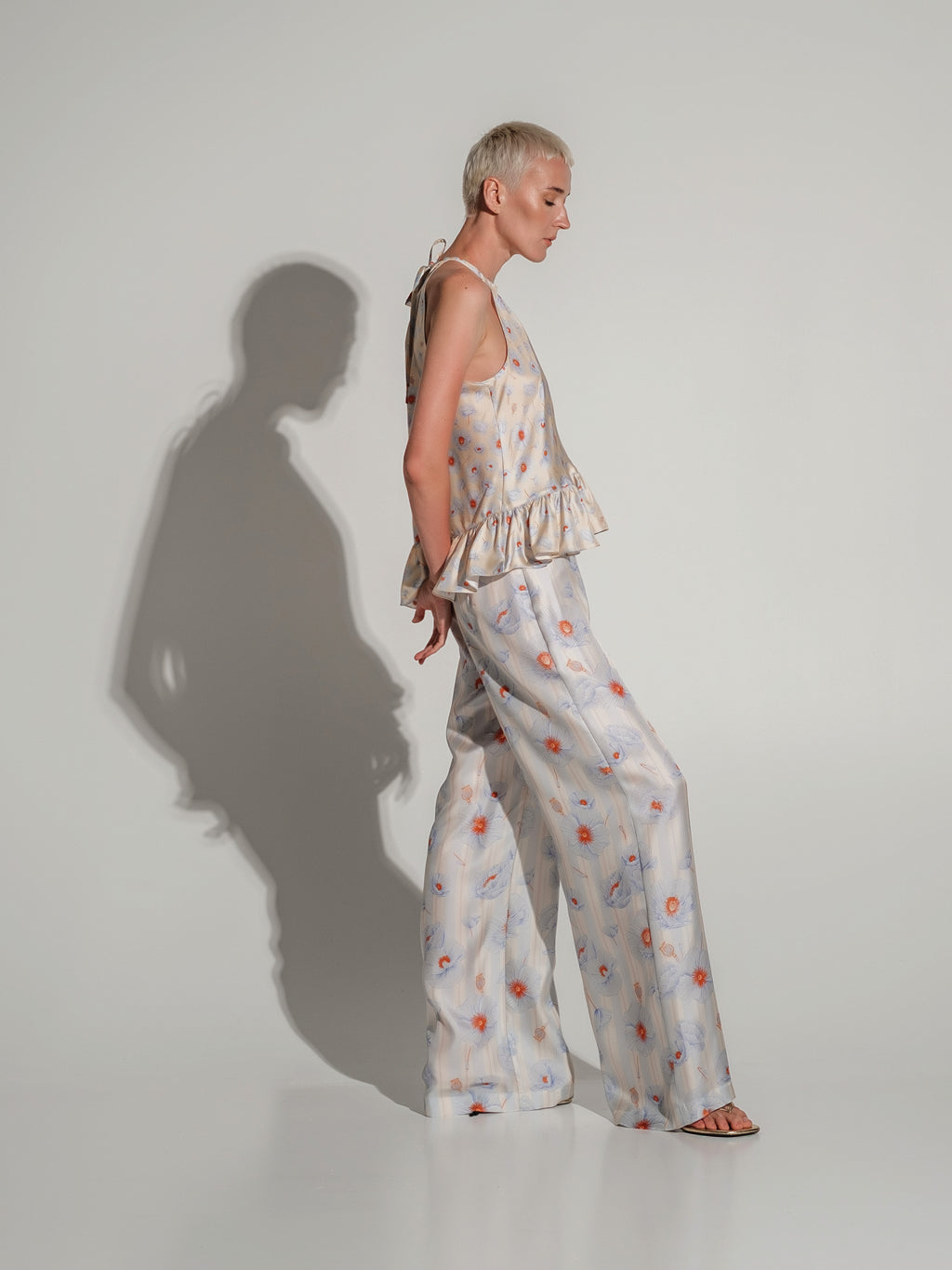 Poppies strips silk trousers
