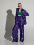 Africa Print Silk Wide-Leg Trousers