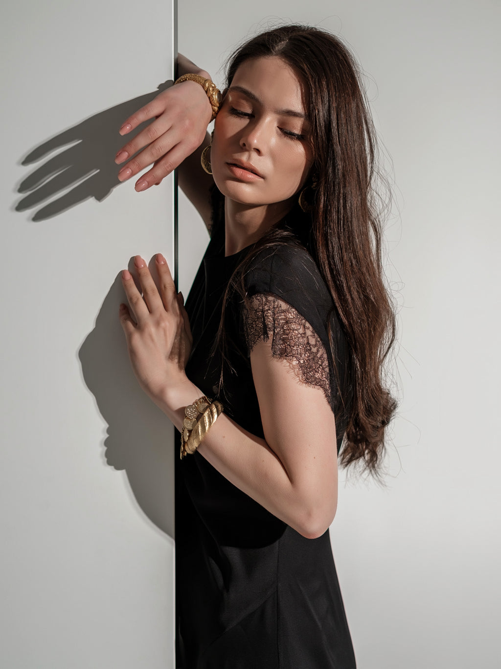 Silk lace-detail maxi dress