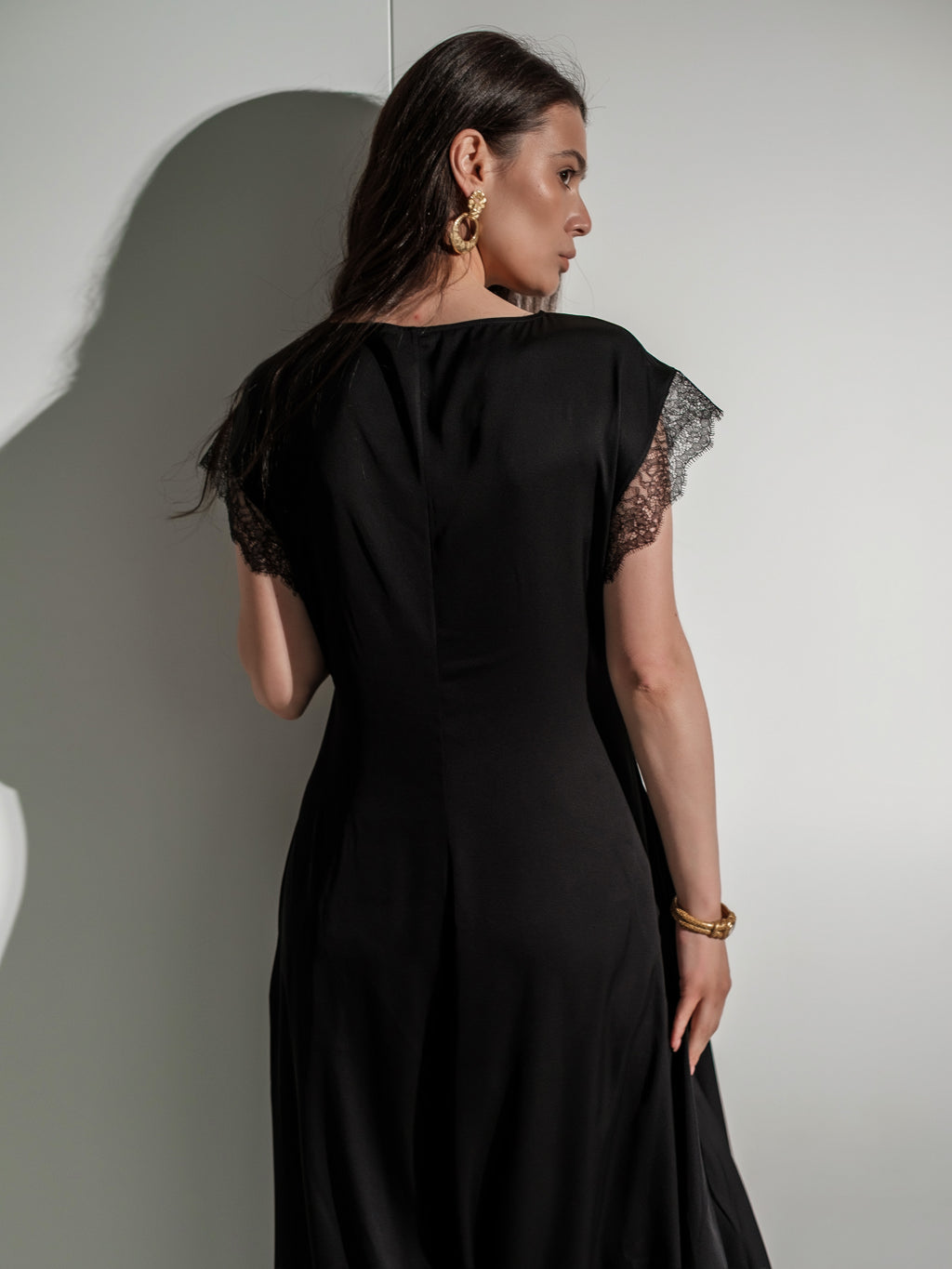Silk lace-detail maxi dress