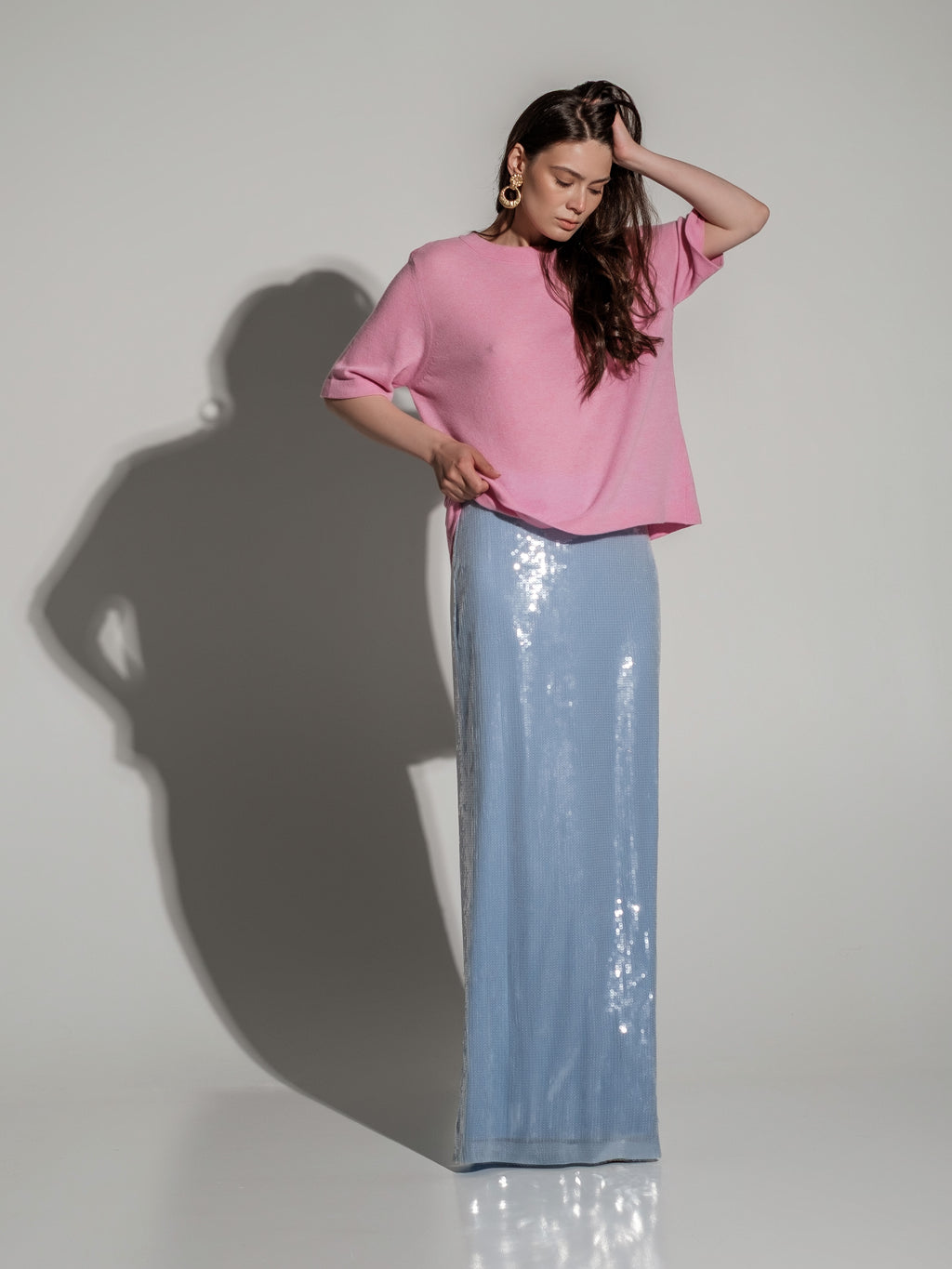 Sequin light blue skirt