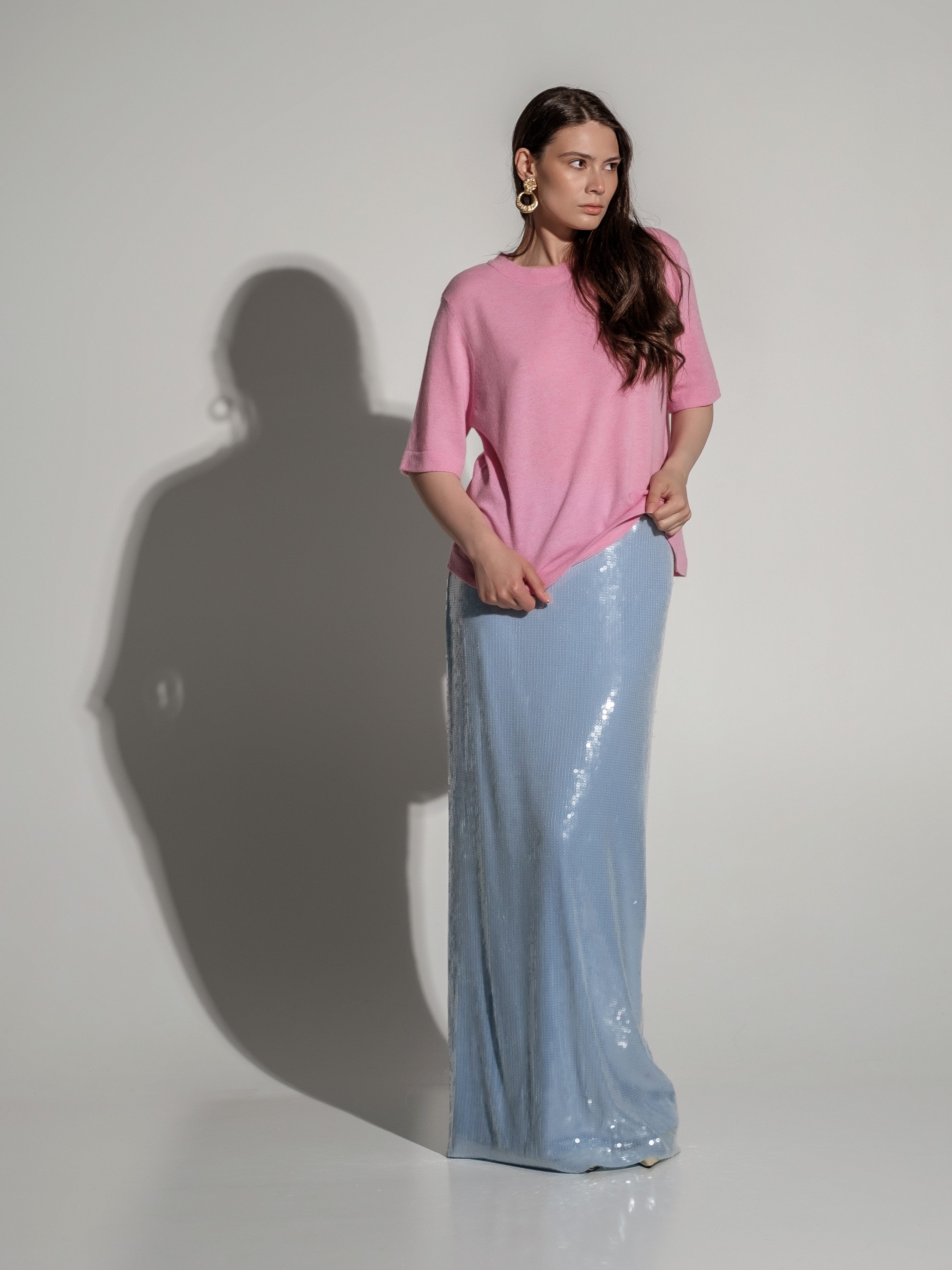 Sequin light blue skirt