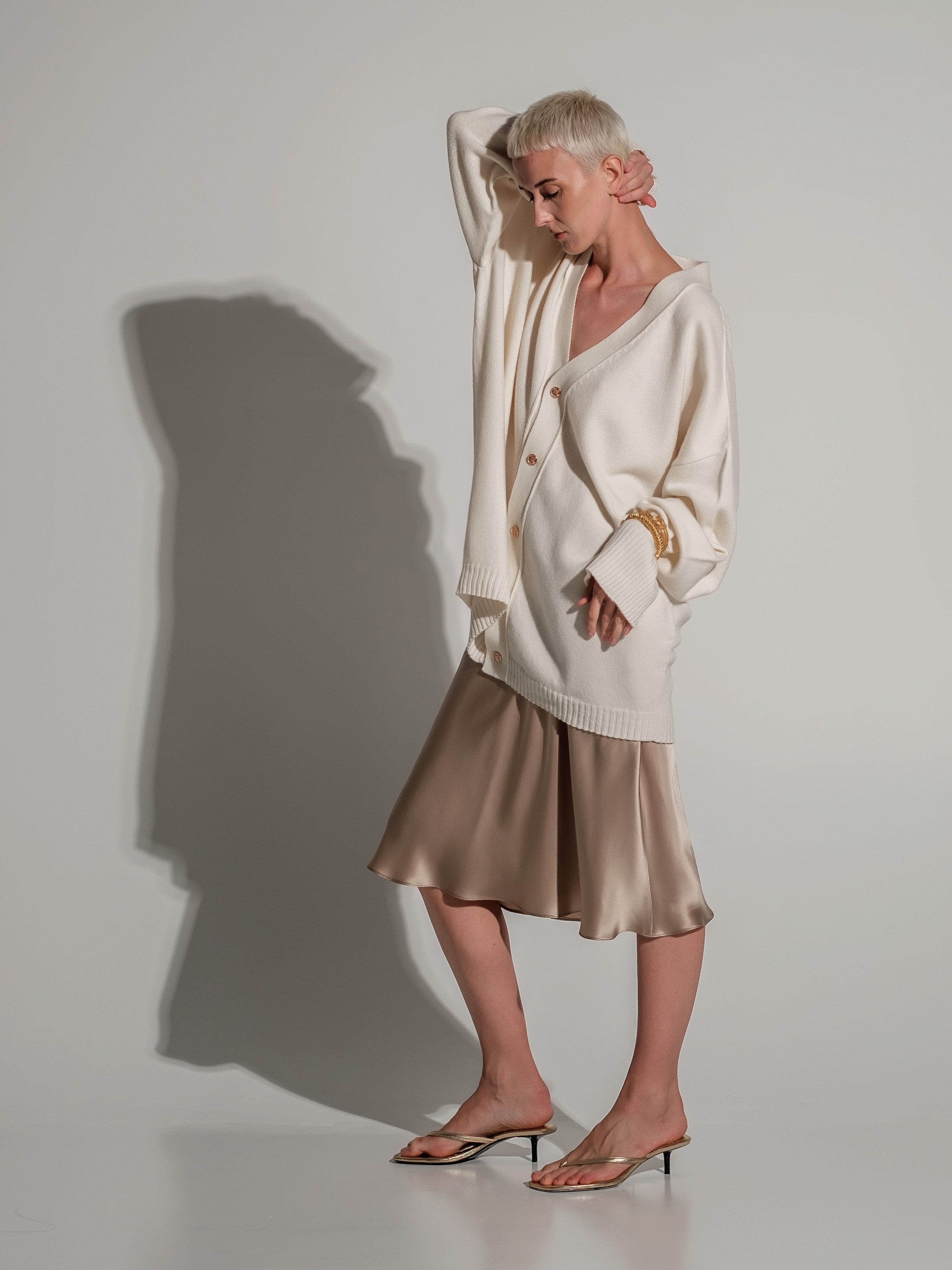Silk midi skirt