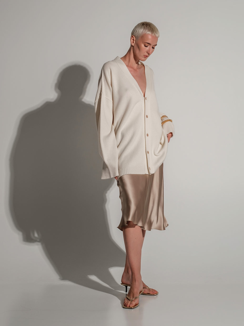 Silk midi skirt