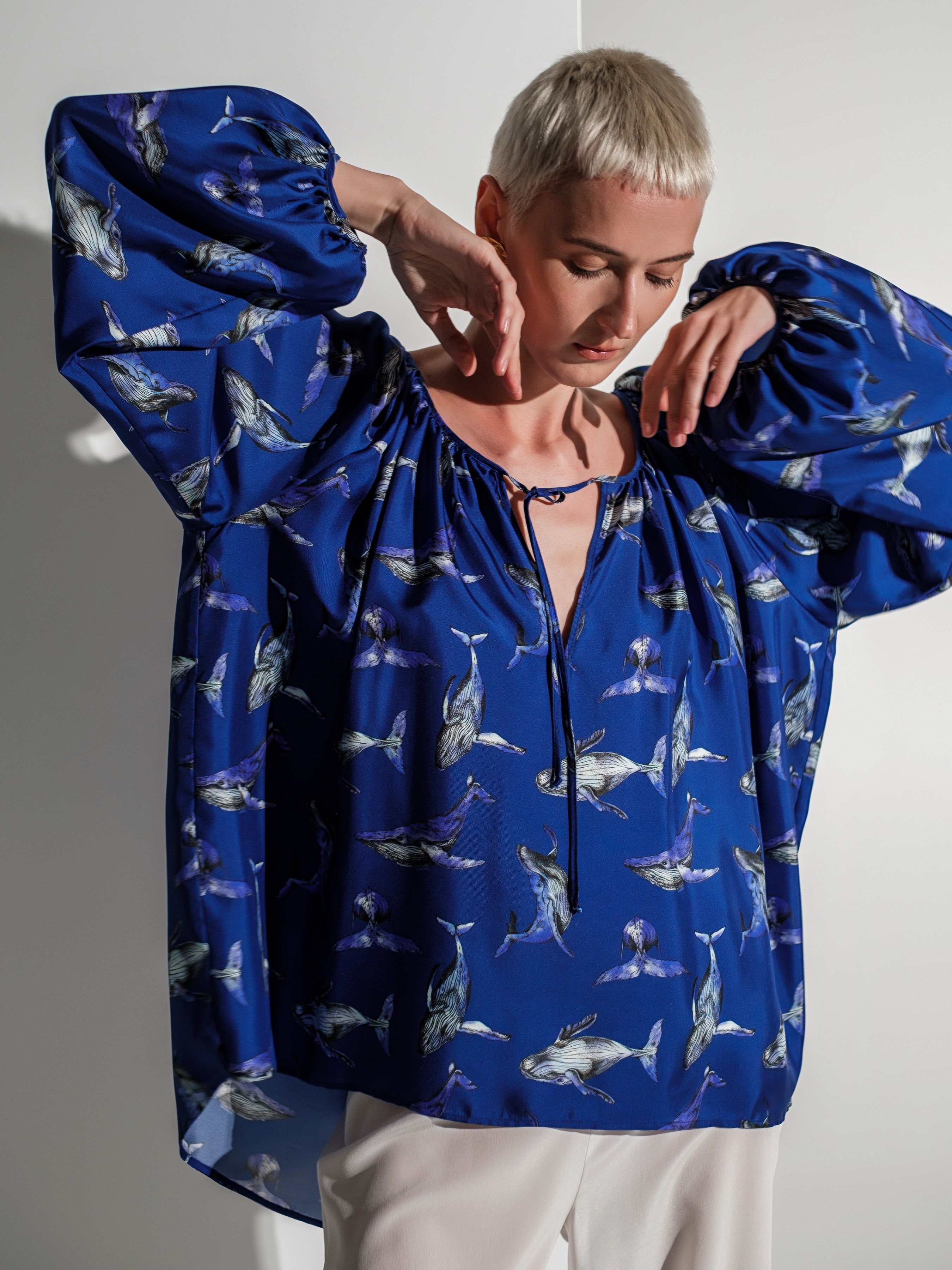 Whale silk blouse