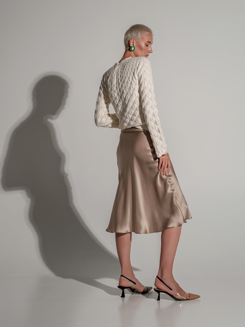 Silk midi skirt