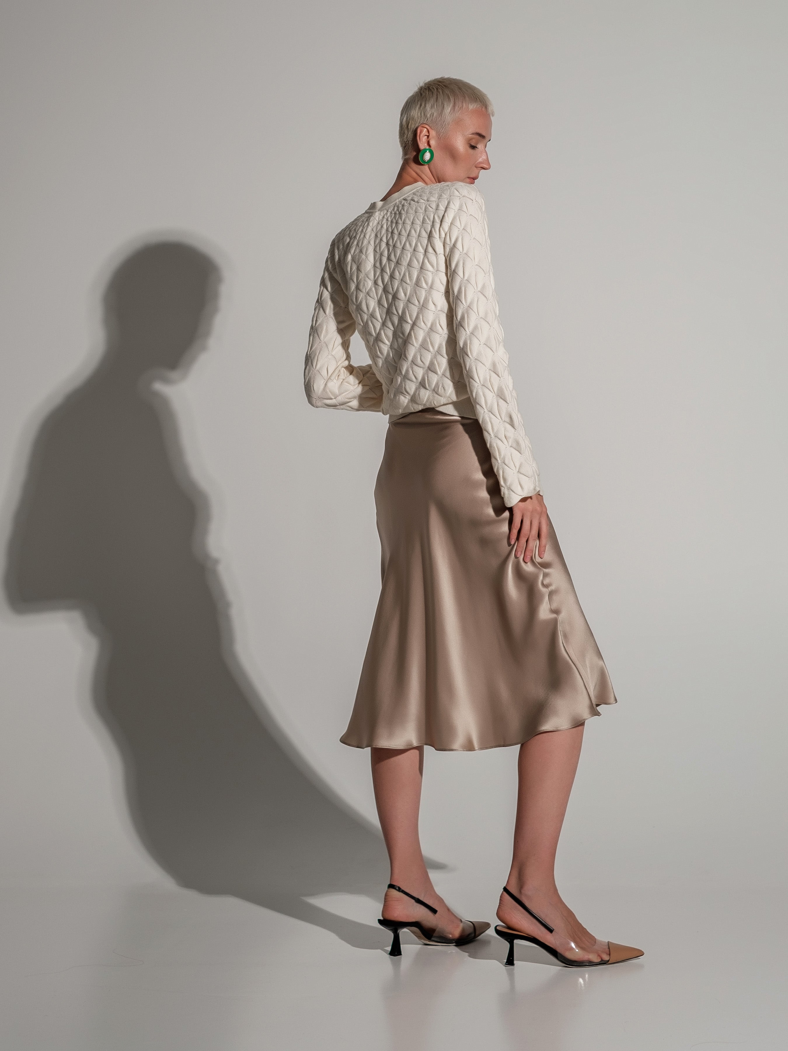 Silk midi skirt