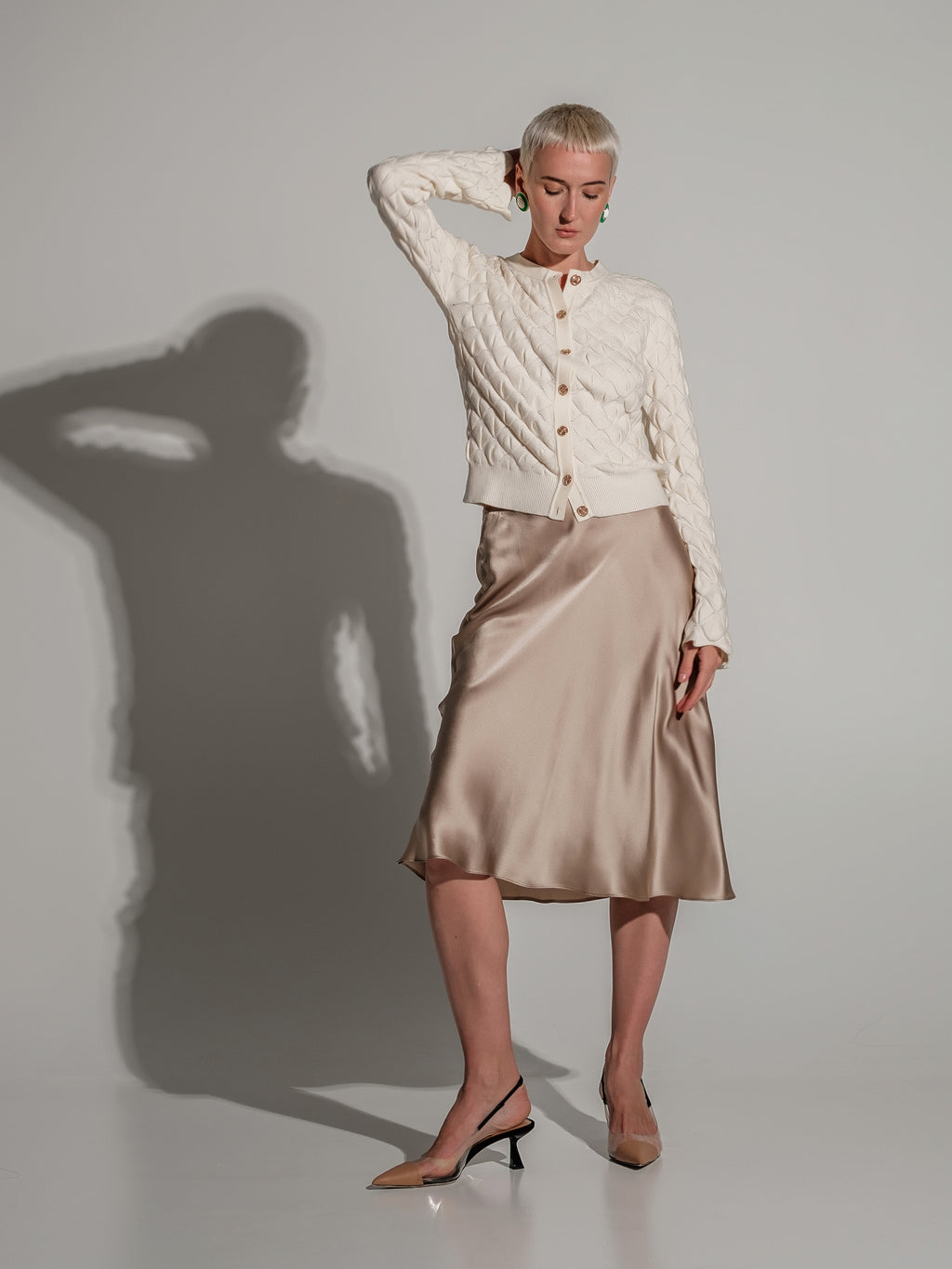 Silk midi skirt