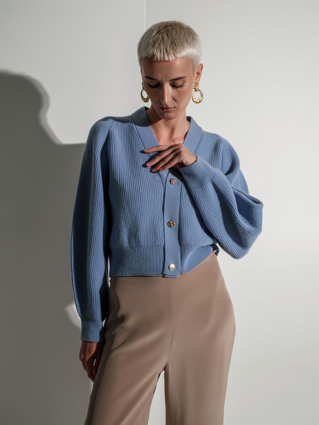 Seamless Pure New Wool Knit Cardigan