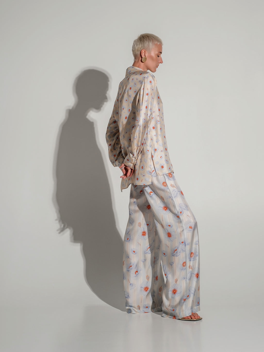 Poppies strips silk trousers