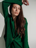 Green feather silk blazer