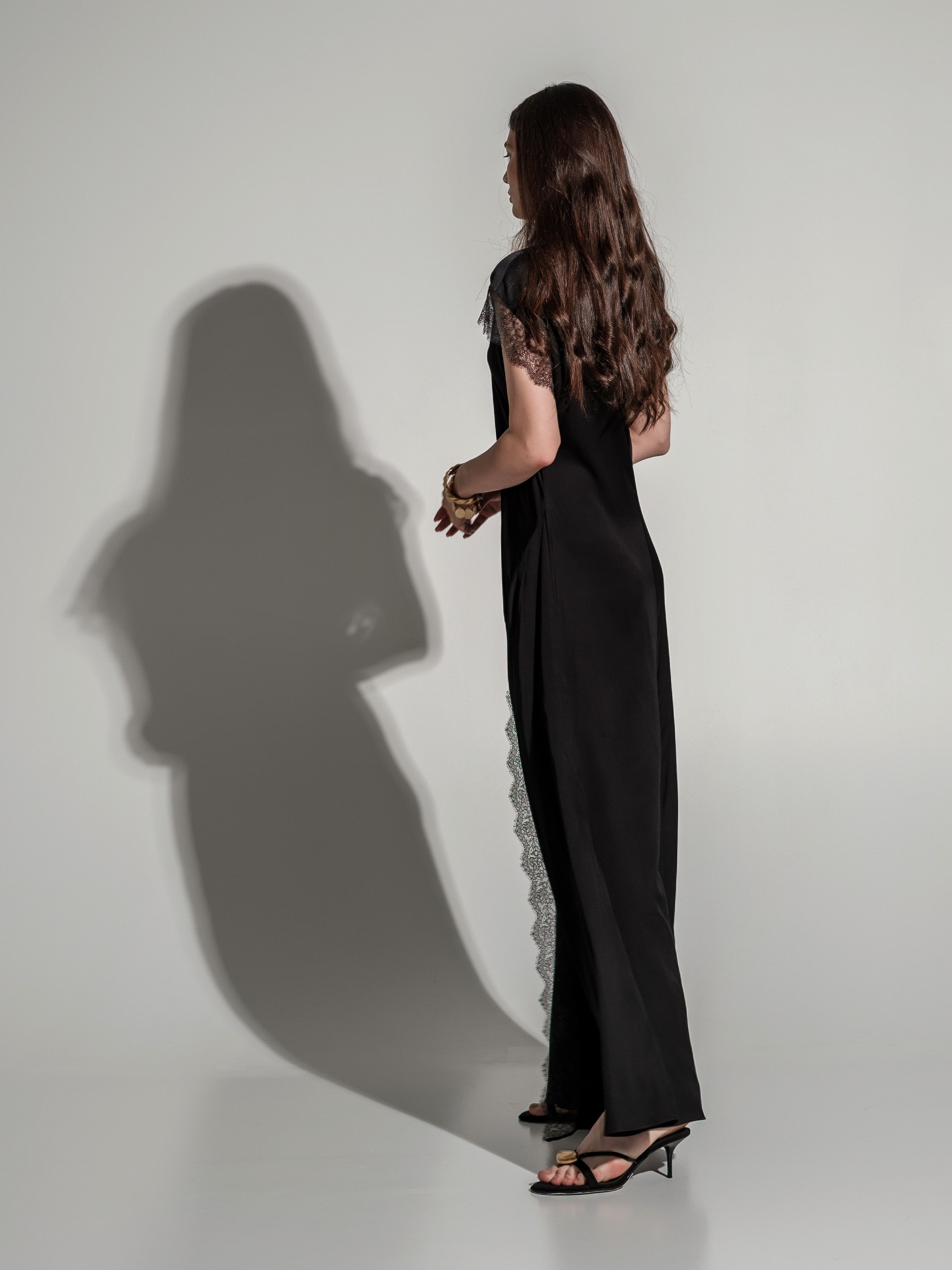 Silk lace-detail maxi dress
